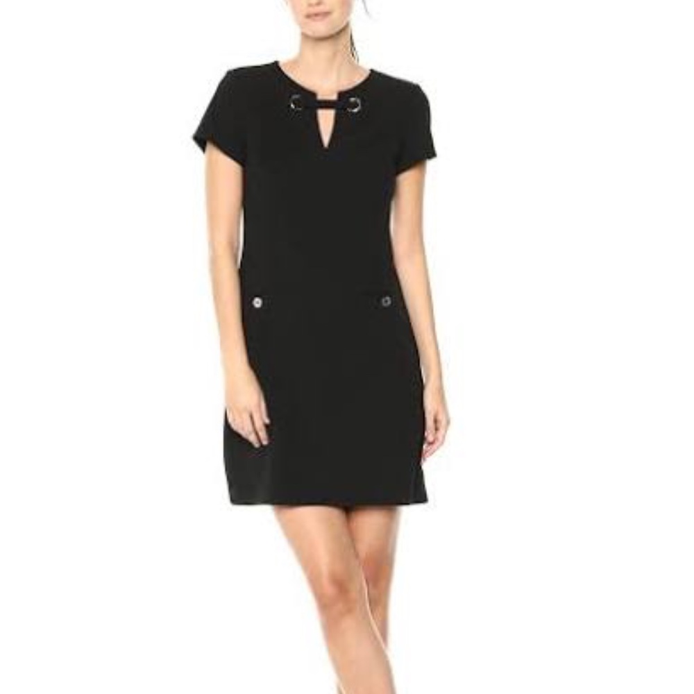 Tommy Hilfiger Scuba Crepe Grommet Top Pocket Dres